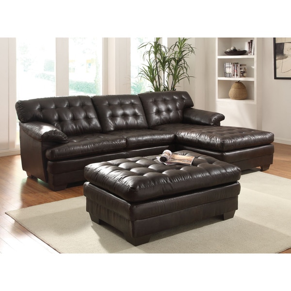 Baxton Studio Orland Brown Bonded Leather Modern Sectional Sofa Set