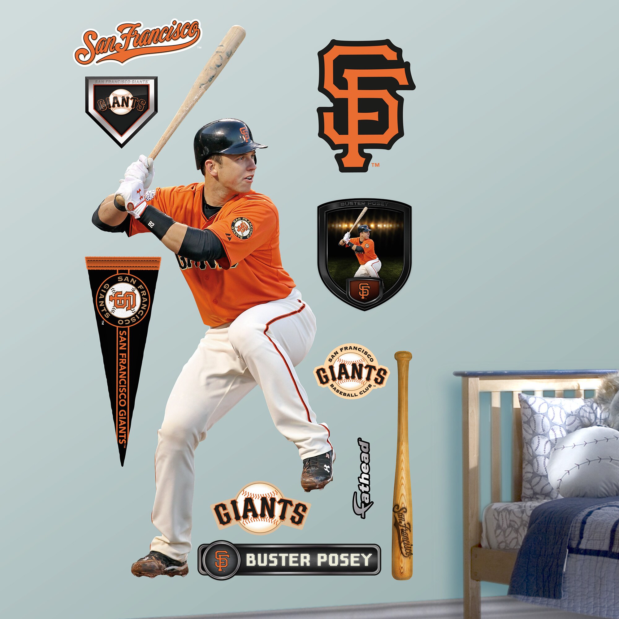San Francisco Giants Buster Posey Fathead Life Size Removable Wall Decal