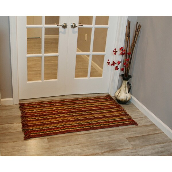 Wine Multi Silk Ribbed 2-piece Rug (27x42) - 27 x 42