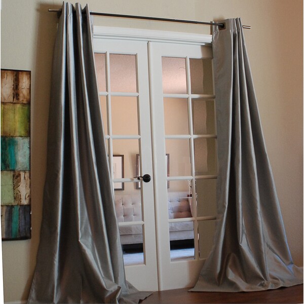 Shop Mia Faux 54x96 Silk Slate Curtain Panel In Slate As