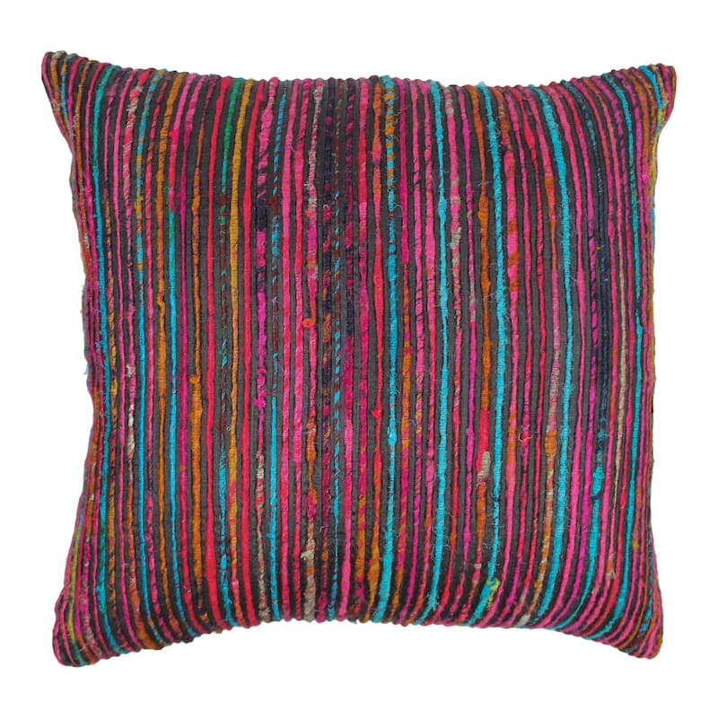 Blazing Needles 20-inch Black Rainbow Yarn Threading Throw Pillow