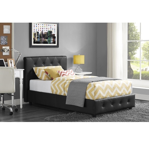 Dhp Dakota Black Faux Leather Upholstered Twin Bed Free Shipping