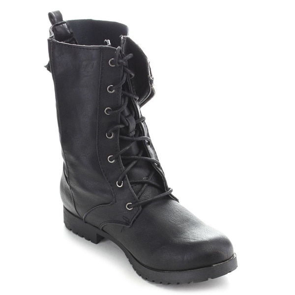 Qupid Wyatte 19 Womens Military Combat Mid Calf Boots   16924494