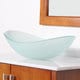 preview thumbnail 7 of 7, Elite Oval-shape Frosted Tempered Bathroom Glass Vessel Sink and Faucet Combo
