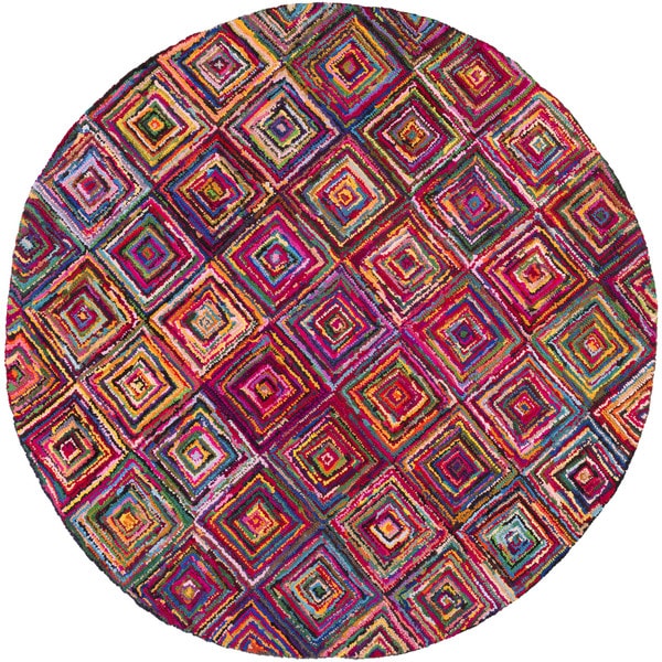 Hand Hooked Jillian Geometric Multi Colored Cotton Polyester Rug 8 Round 22ec9b43 4383 438c adc2 21b144c393e8_600