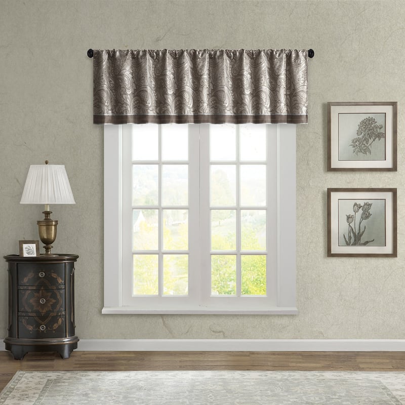 Madison Park Whitman Jacquard Valance - 50 x 18 - Blue/Brown