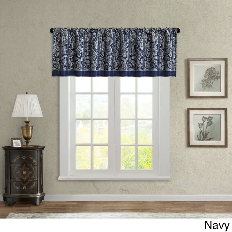 Madison Park Whitman Jacquard Valance - 50 x 18 - Navy