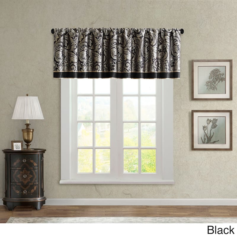 Madison Park Whitman Jacquard Valance - 50 x 18 - Black