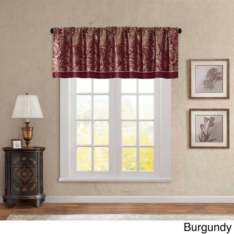 Madison Park Whitman Jacquard Valance - 50 x 18 - Burgundy