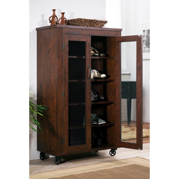 Pine Canopy Linaria Vintage Walnut Industrial 5-Shelf Cabinet