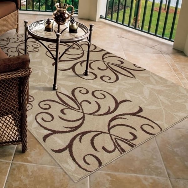 Carolina Weavers Bermuda Collection Medallion Bushel Beige Area Rug - 3'10" x 5'2"