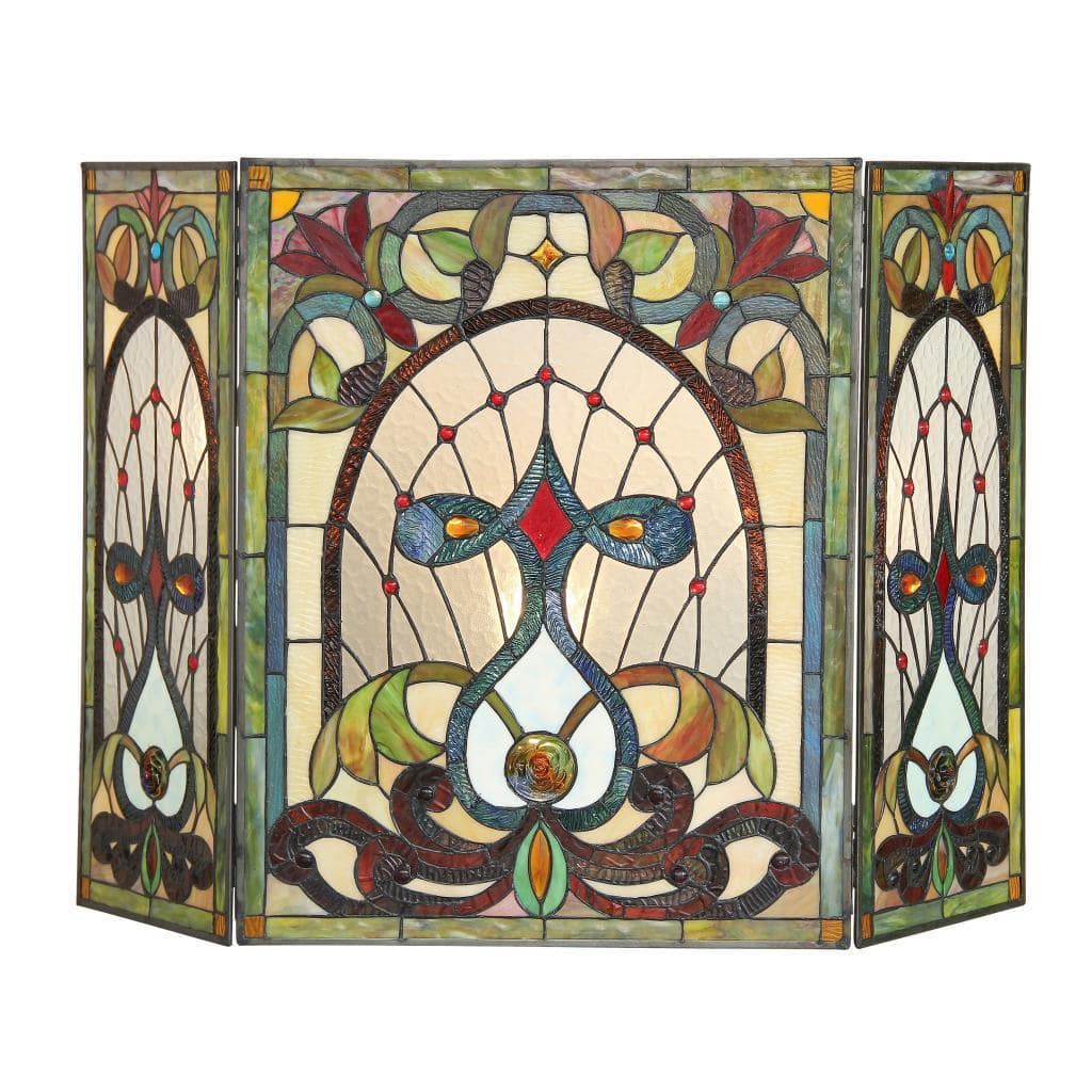 Tiffany-Style Victorian Design Fireplace Screen