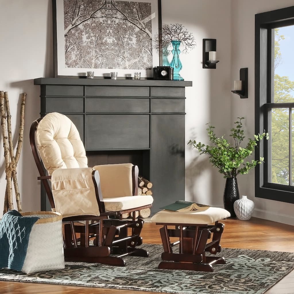 Brown Microfiber Cherry-finished Gliders and Ottoman Set