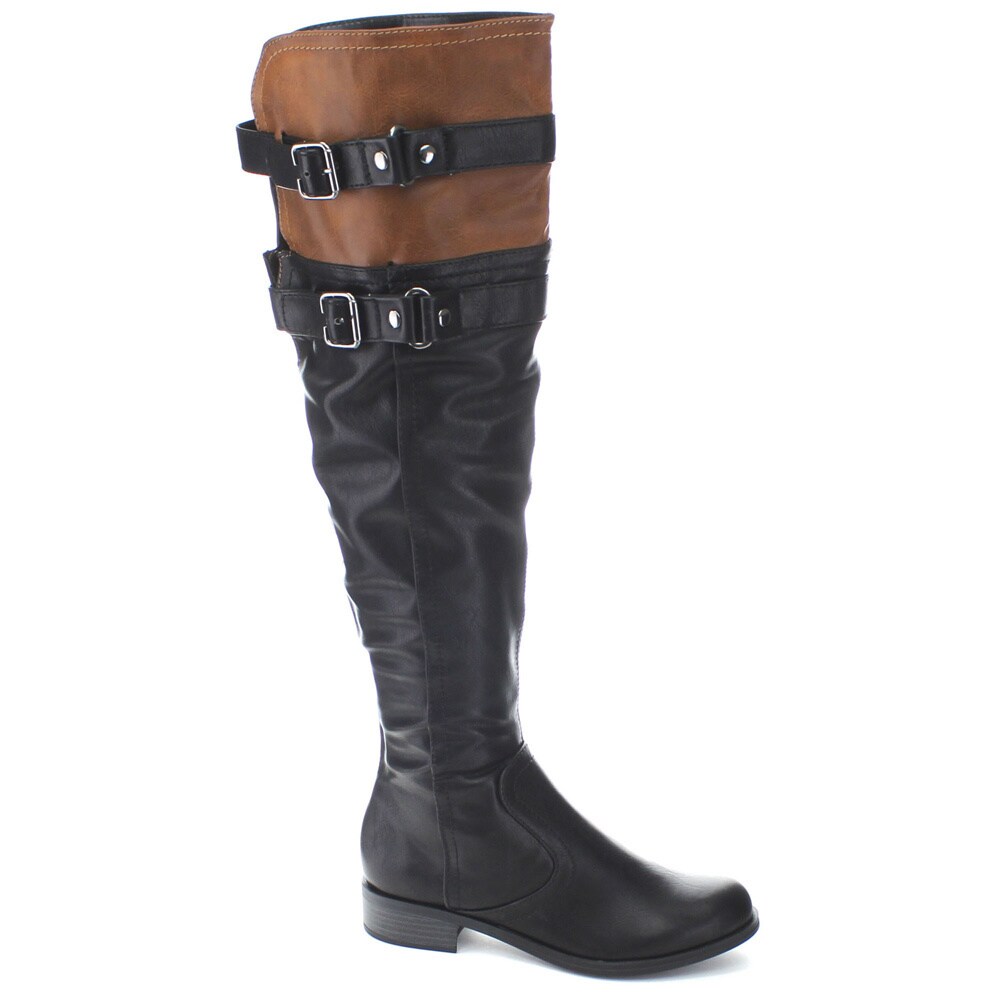 women's two tone riding boots