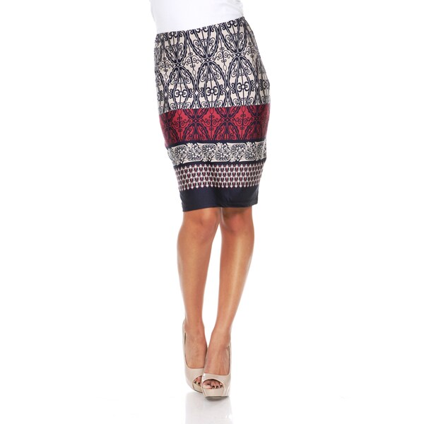 White Mark Women's Moroccan Print 'Victoria' Pencil Skirt
