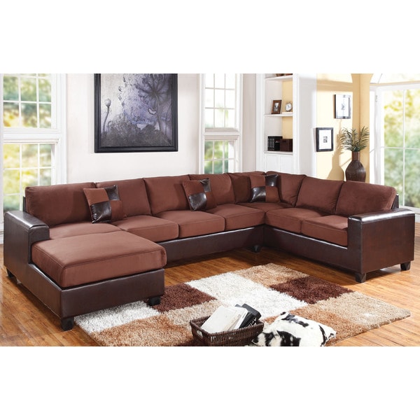 Dannis Chocolate Microfiber Reversible Sectional Sofa   16925518