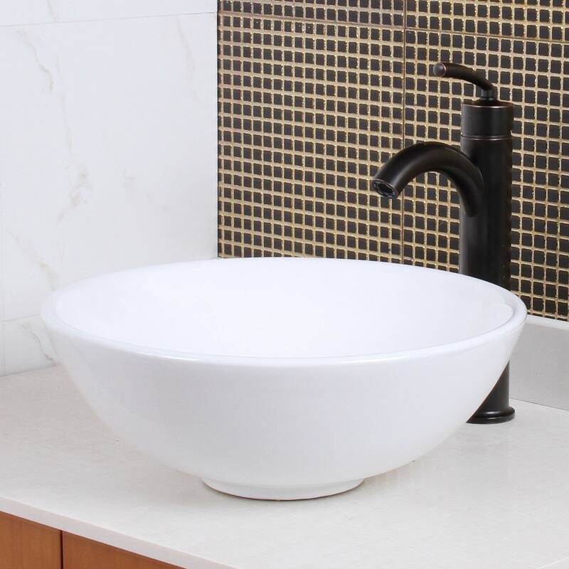 Elite Round High Temperature Grade A Ceramic Bathroom Sink and Faucet, Sink Model 4157