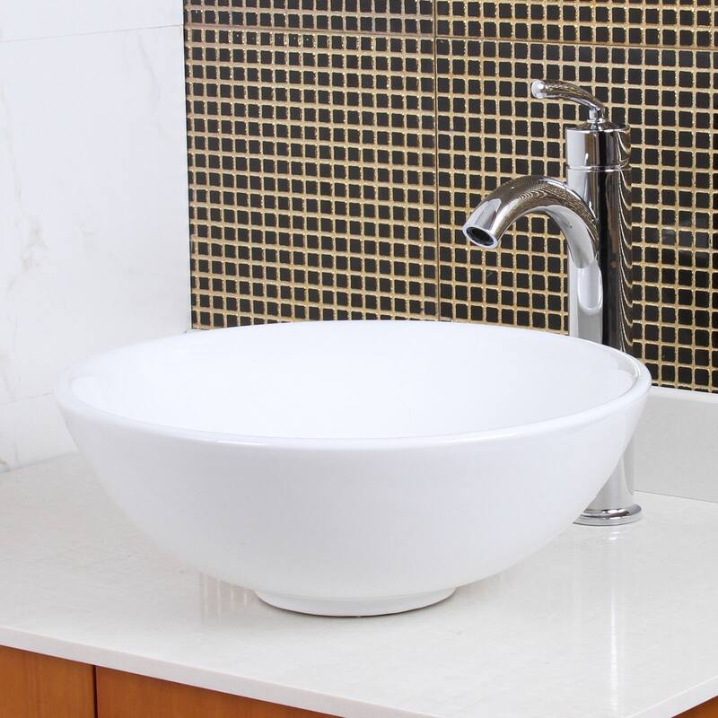 Elite Round High Temperature Grade A Ceramic Bathroom Sink and Faucet, Sink Model 4157