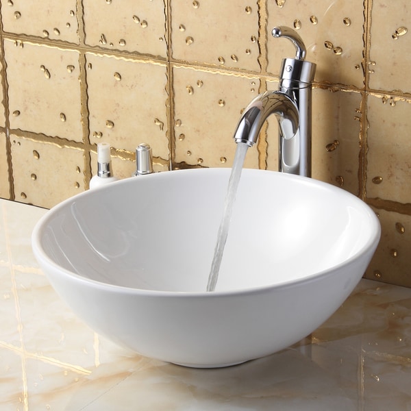 Elite Round High Temperature Grade A Ceramic Bathroom Sink and Faucet ...