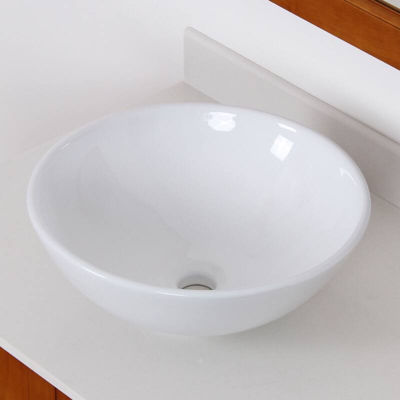 Elite Round High Temperature Grade A Ceramic Bathroom Sink and Faucet, Sink Model 4157
