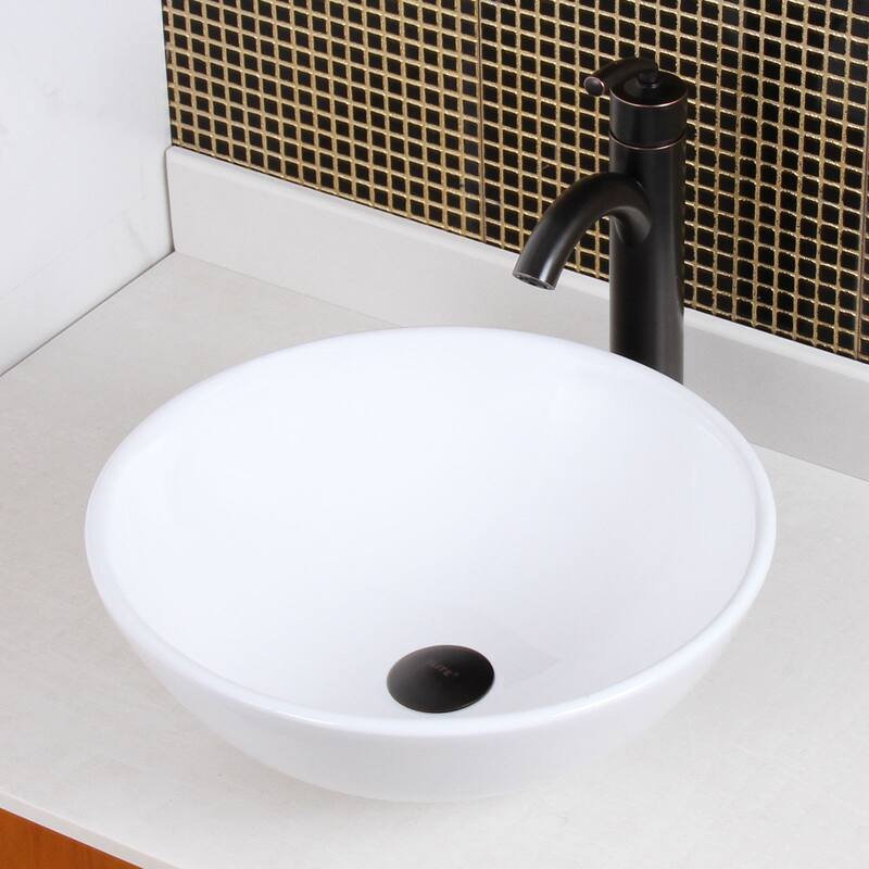 Elite Round High Temperature Grade A Ceramic Bathroom Sink and Faucet, Sink Model 4157
