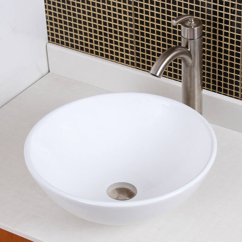 Elite Round High Temperature Grade A Ceramic Bathroom Sink and Faucet, Sink Model 4157