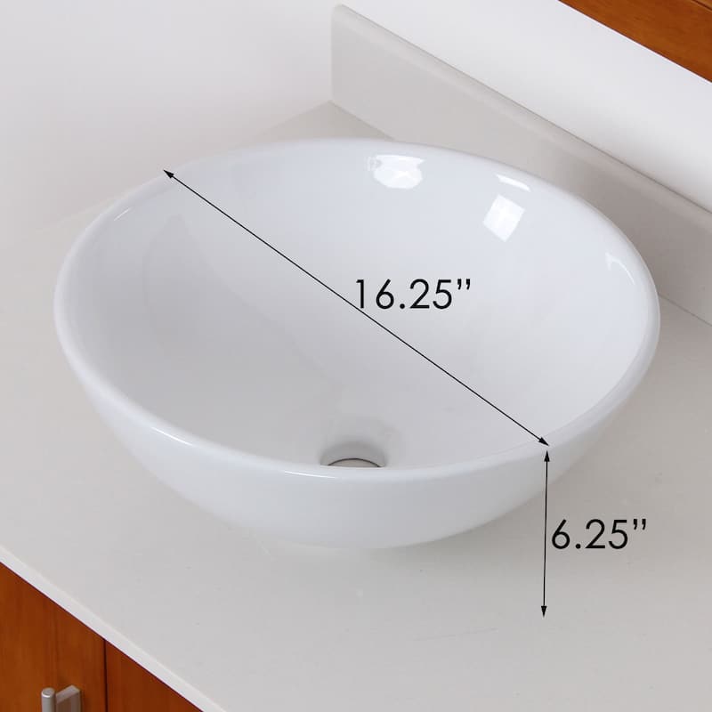 Elite Round High Temperature Grade A Ceramic Bathroom Sink and Faucet, Sink Model 4157