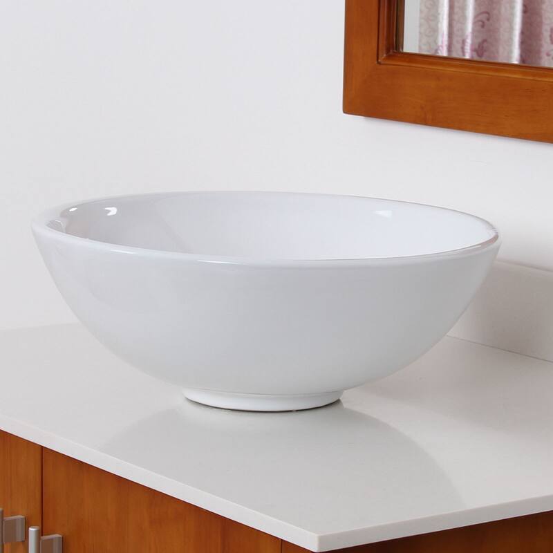 Elite Round High Temperature Grade A Ceramic Bathroom Sink and Faucet, Sink Model 4157