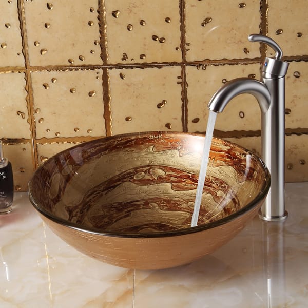 Elite Modern Design Tempered Glass Bathroom Vessel Sink and Faucet ...