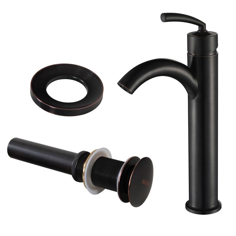 Elite Modern Design Tempered Glass Bathroom Vessel Sink and Faucet Combo