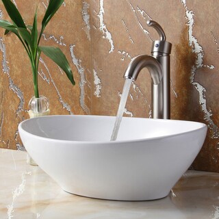Elite 8089+882002 Oval Ceramic Sink and Faucet
