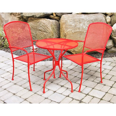 Jordan Manufacturing 3-piece Red Wrought Iron Bistro Set