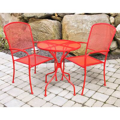 Jordan Manufacturing 3-piece Red Wrought Iron Bistro Set