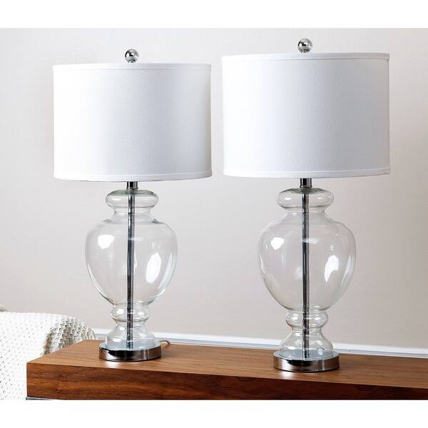Abbyson Burnham Clear Glass 28inch Table Lamp (Set of 2) Bed Bath