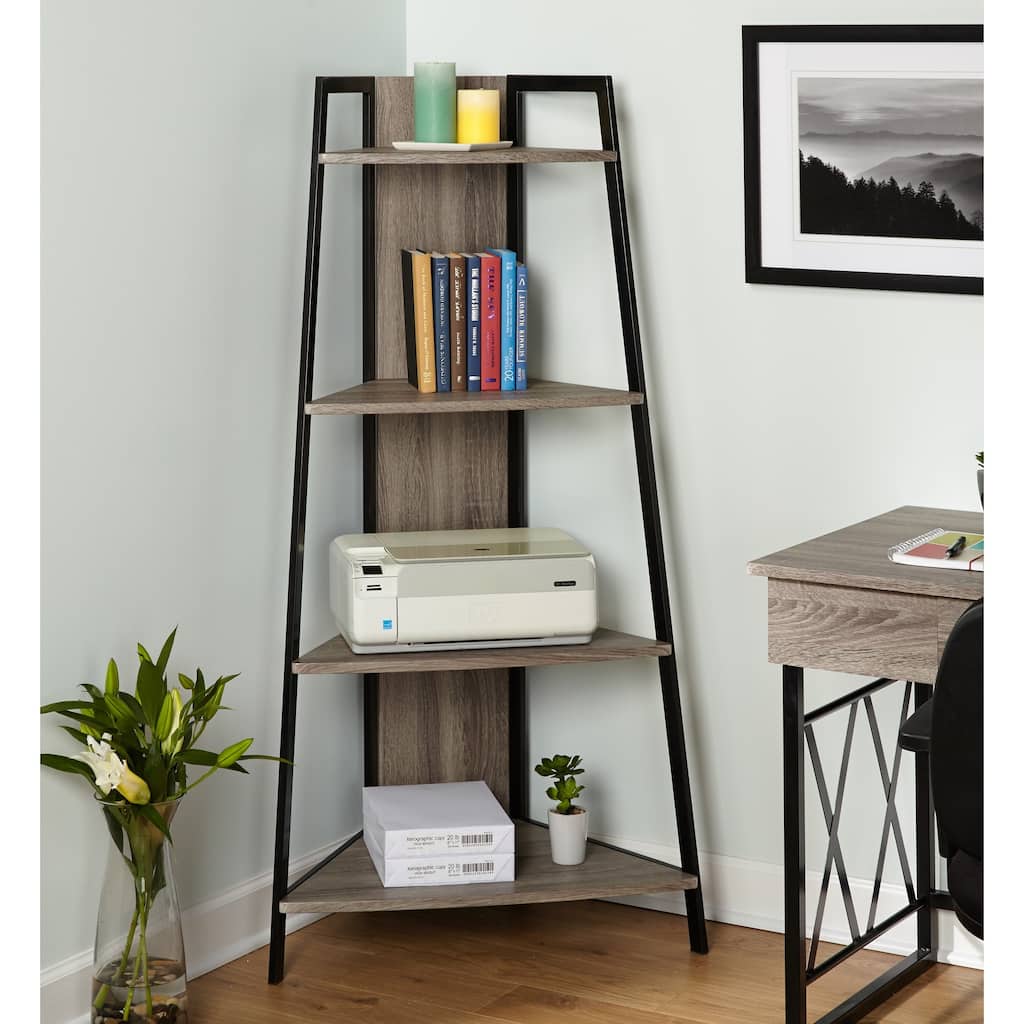Simple Living Seneca Black/ Grey Metal Corner Shelf