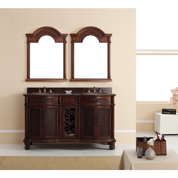 Venetian 60 inch Double Vanity, Brown Cherry   16926137  