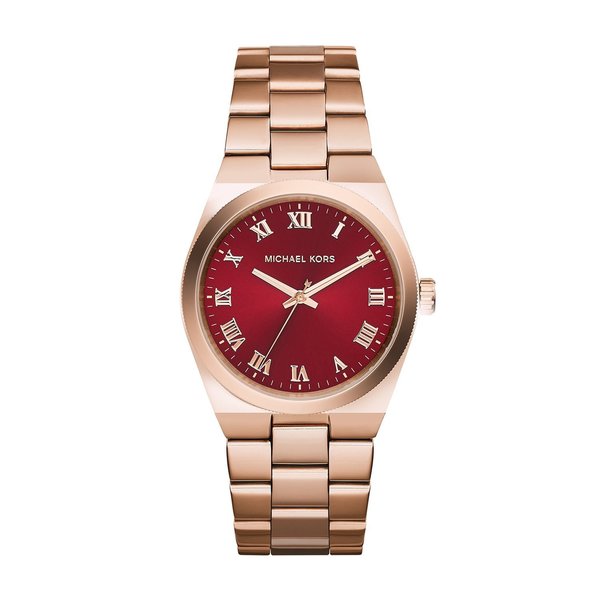 Shop Michael Kors Women's 'Channing' Red Dial Rose Gold Tone Stainless ...