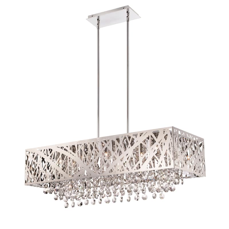 Lite Source Benedetta 10-light Pendant - Chrome, Clear crystal