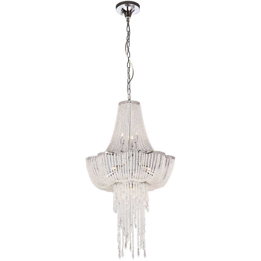 Lite Source Paaveli II 9-light Chandelier (Chrome, Clear crystal) - Chandeliers For Bedrooms by Overstock.com