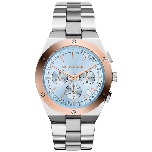 silver and blue michael kors watch