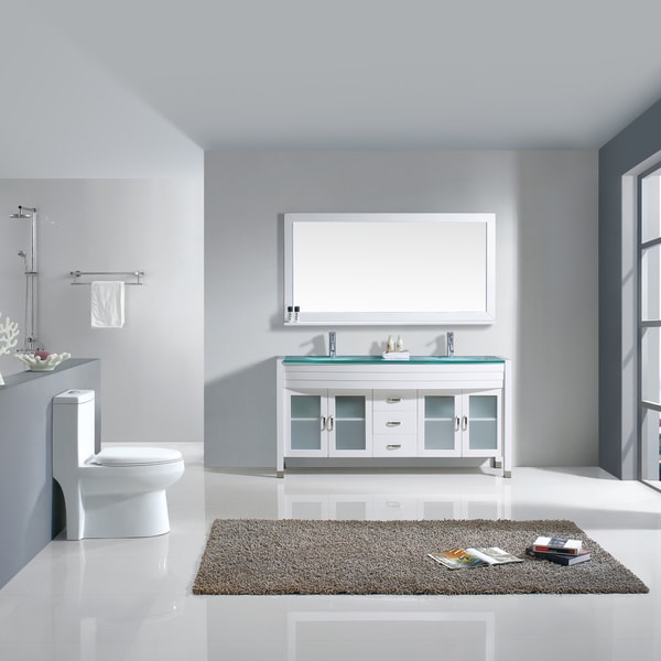 Virtu USA Ava 63-inch White Double Sink Vanity Cabinet Set