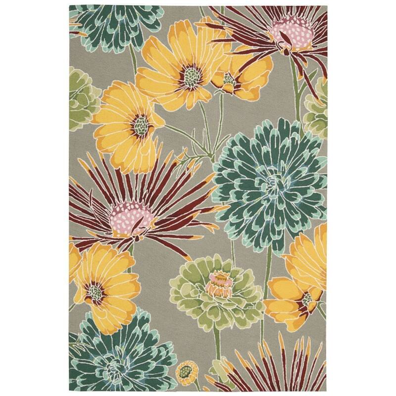 Nourison Fantasy Abstract Floral Area Rug - 8' x 10'6" - Grey - Rectangle