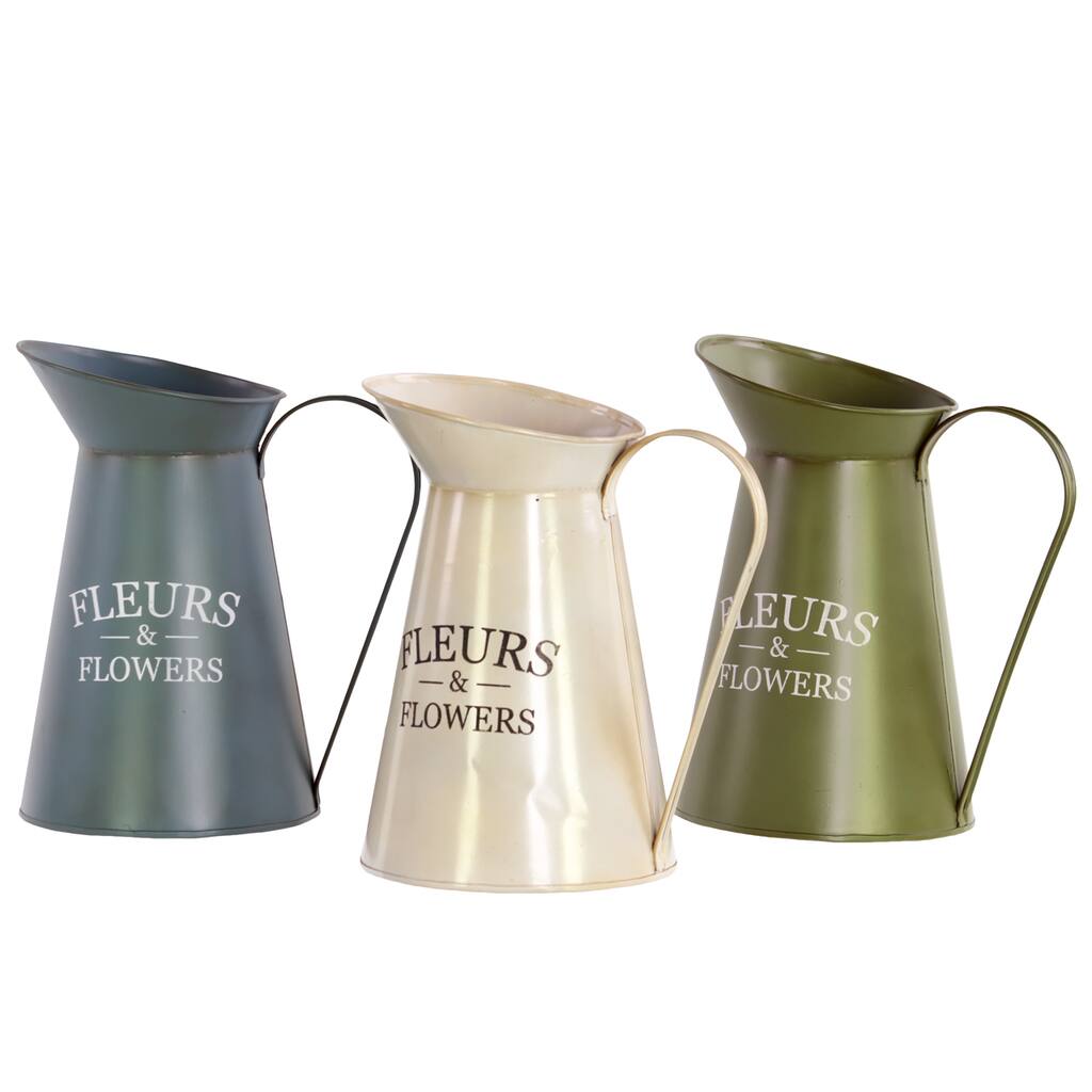 Assorted Color Metal Pitchers (Set of 3)