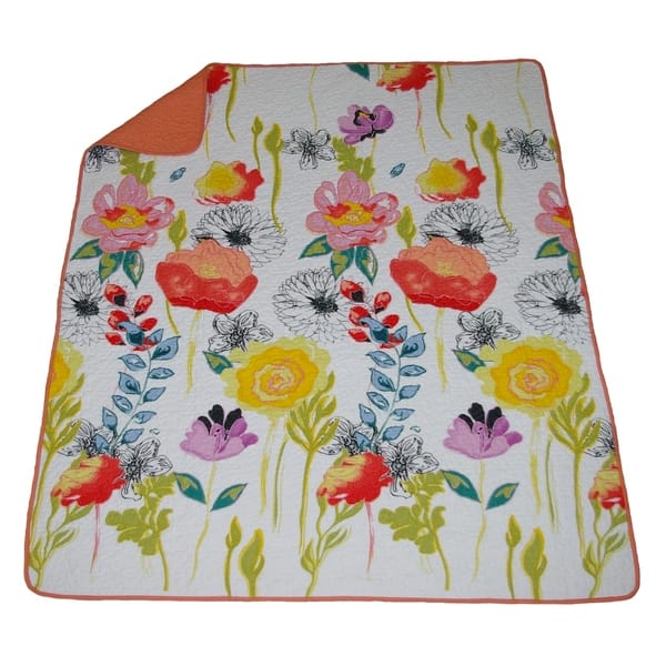 slide 2 of 6, Greenland Home Fashions Watercolor Dream Quilted Cotton Throw White