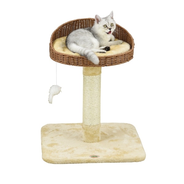 Go Pet Club 24-inch Wicker and Faux Fur Cat Tree