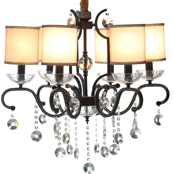 Kokols 6 light Oil Rubbed Bronze Crystal Ceiling Mount Chandelier