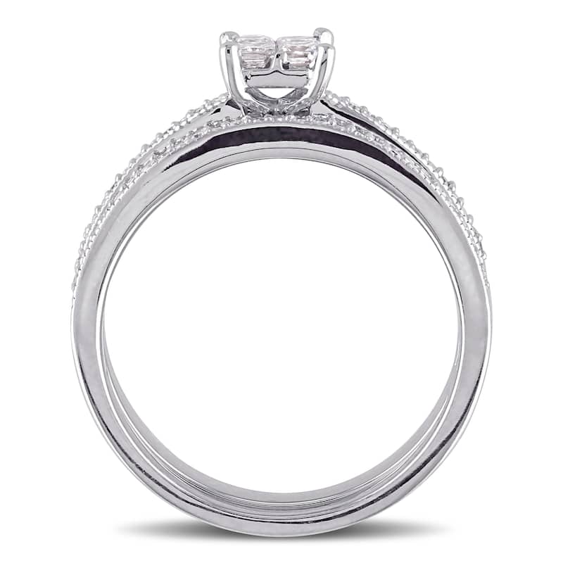 Miadora 10k White Gold 3/8ct TDW Princess Diamond Bridal Ring Set
