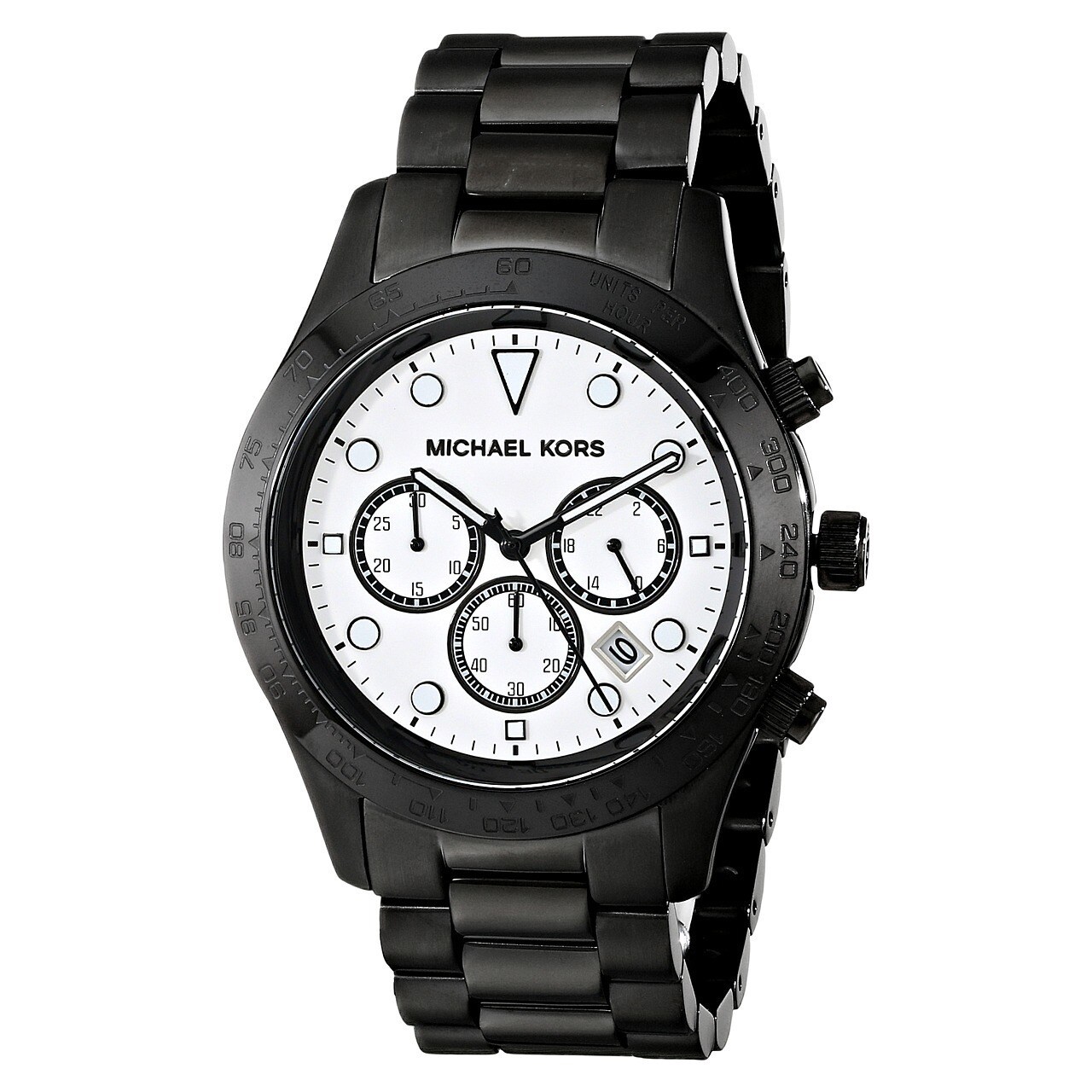 ordlyd Messing gjorde det Michael Kors Men's 'Layton' Chronograph Black Stainless Steel Watch -  Silver - Overstock - 9756246