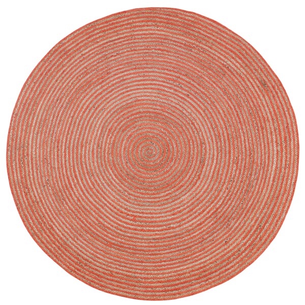Shop Natural Hemp/ Orange Cotton Racetrack (3'x3') Round Rug 3' x 3' On Sale Free Shipping
