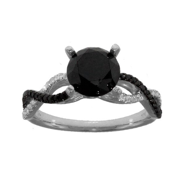 10k White Gold 2 1/3ct TDW Black and White Diamond Engagement Ring